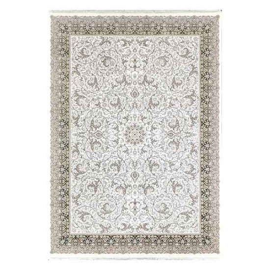 فرش ماشینی ماهریس کلکسیون 1200 شانه هانیس - سارین کرم حاشیه سبز