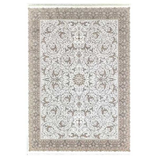 فرش ماشینی کلکسیون 1200 شانه هانیس - سارین کرم حاشیه سرمه‌ای